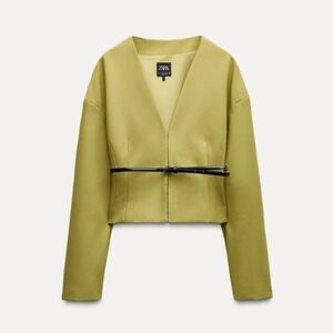 💚 ZARA Pistachio Belted Blazer – Size XXL – NWT 💚
